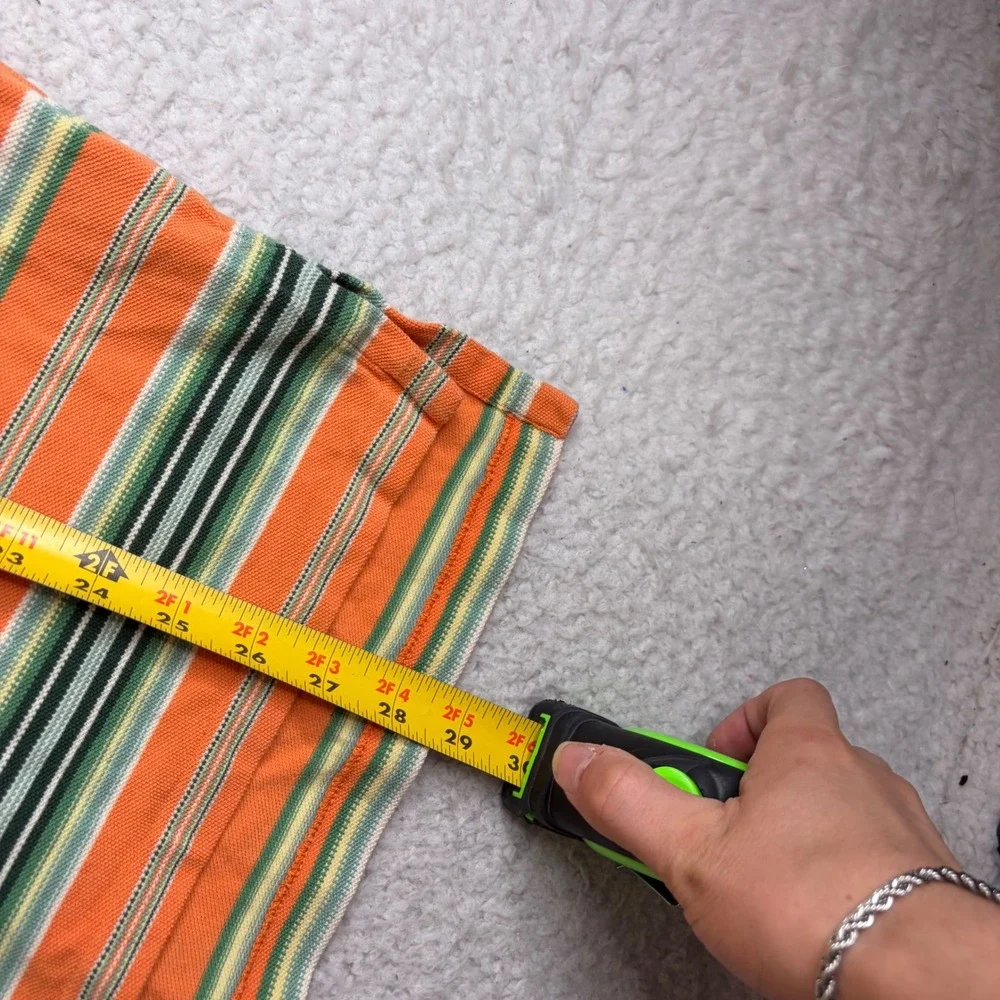 Polo Ralph Lauren Mens Large Orange Green Striped Short Sleeve Pique Polo Shirt